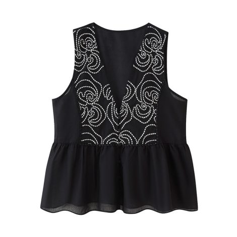 Ethnic Style Floral Lace Embroidered Sleeveless Shirt