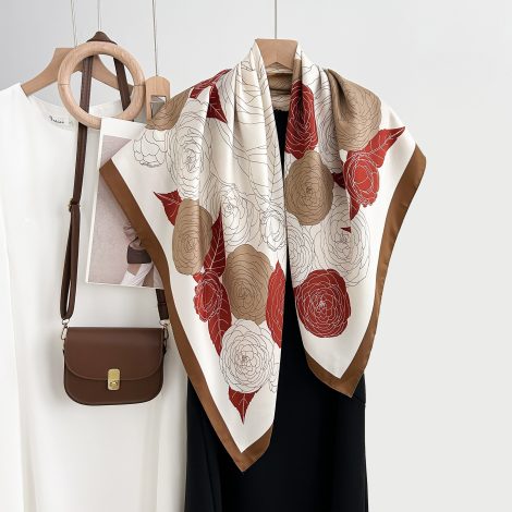 High-profile High-grade Korean Color Matching Floral Printed Scarf