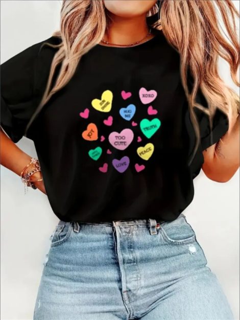 Love Valentine'S Day T-Shirt,   Couple T-Shirt, Couple Christmas, Fashion Casual T-Shirt, Short-Sleeved T-Shirt