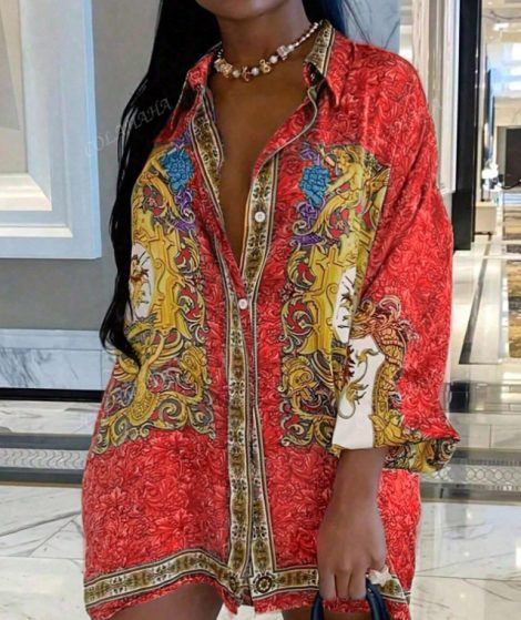 Baroque Print Single Breasted Shirt