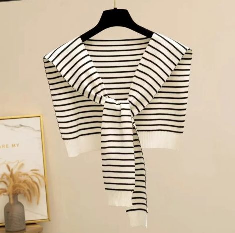Knitted Striped Shawl Outer Match High-end