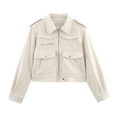 New Spring And Autumn Casual Loose European And American Style Suede Fabric Jacket Short Coat