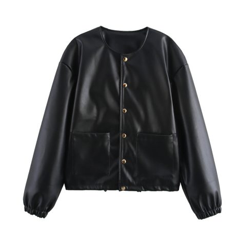 European And American Single-breasted Round Neck Short Jacket
