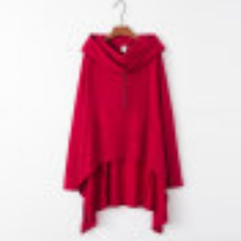 Solid Color Mid Length Fashionable Hoodie