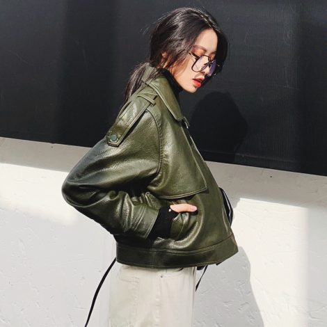 New Women's Loose Short Leather Jacket