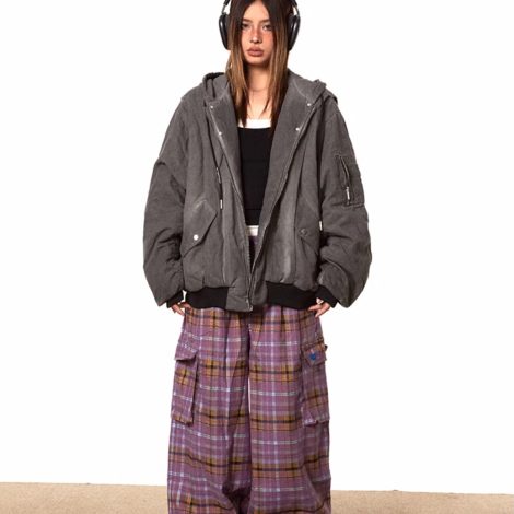 Hooded Washed Old Cotton-padded Jacket Warm And Loose Coat