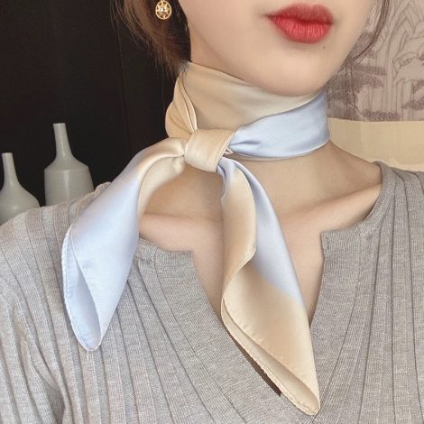 Black And White Striped Small Square Towel Silk Scarf Women's Headscarf Spring And Autumn