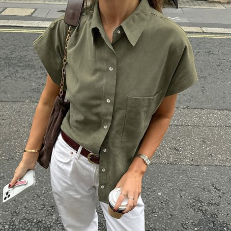 European And American Retro Green Lazy Women's Fashion Shirt