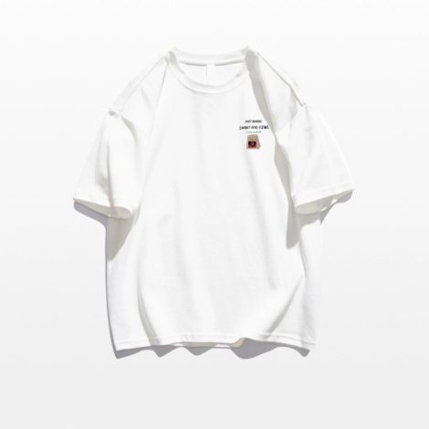 Loose Cotton Off-shoulder Short Sleeve White T-shirt