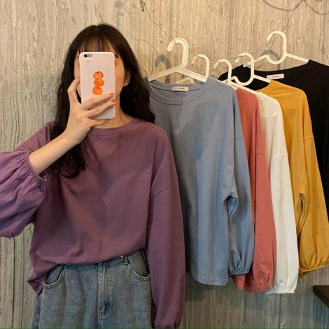 Students Slimming Sweater Lantern Sleeve
