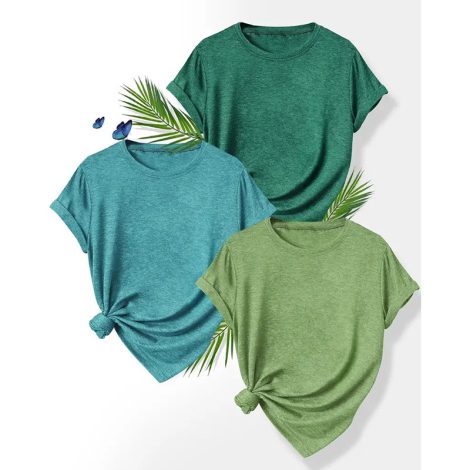 3 Pack Womens T-Shirts - Short Sleeve Spring Summer Tops Crew Neck Trendy Casual Basic Tees