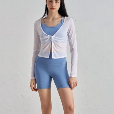 Bunchy Yarn Nude Feel Yoga Clothes Women's Twisted Layered Design Sports Long Sleeve