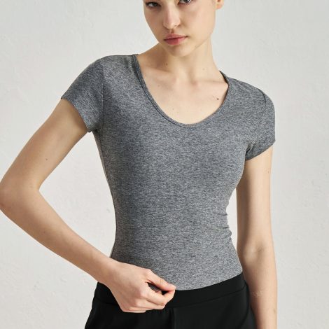Short Sleeve Skin-friendly Nude Feel Casual Yoga Clothes High-grade Waist-tight
