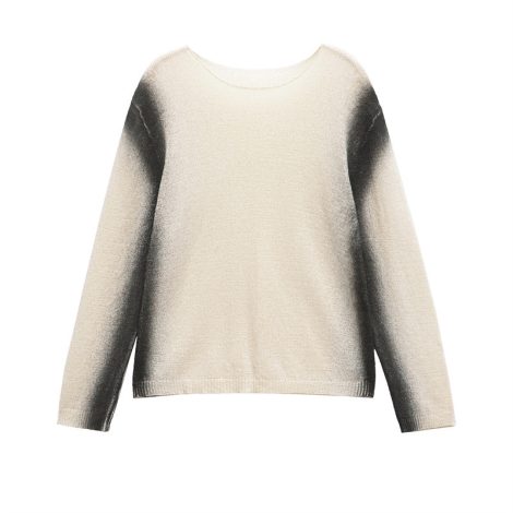 Round Neck Loose Faded Effect Printed Long Sleeve Sweater