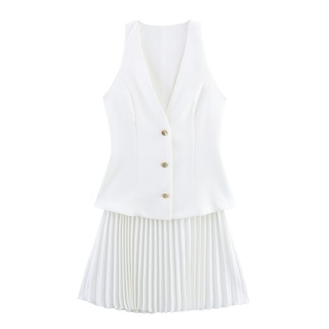 Women's Fashion Stitching Mini Sleeveless Dress