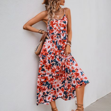 Holiday A Swing Spaghetti-strap Floral Print Dress