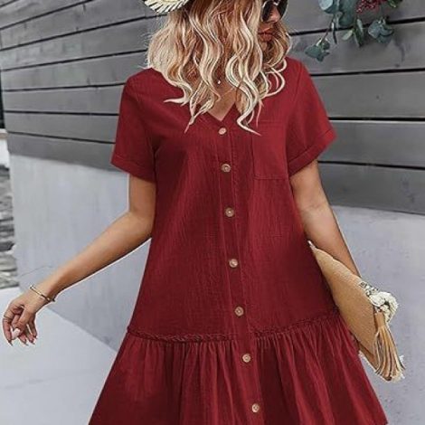 Women's Loose Summer Cotton And Linen Dress