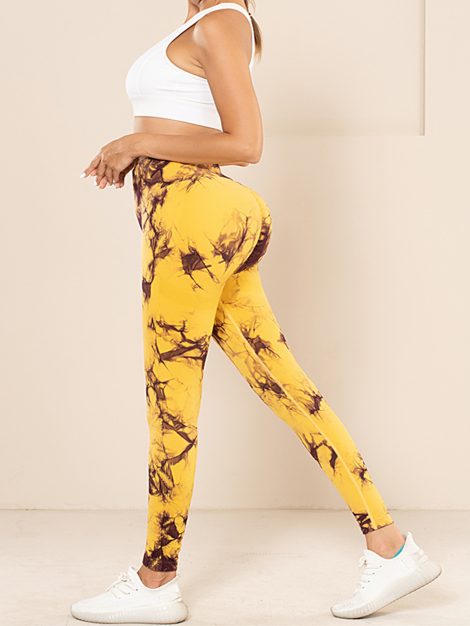 5PCS Tie-dye Cut-out Leggings Fitness Yoga Pants For The Gym