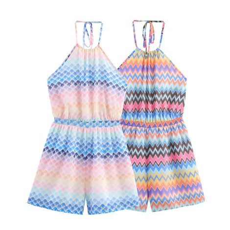 Summer Halter Backless High Waist Tight Waist Jumpsuit