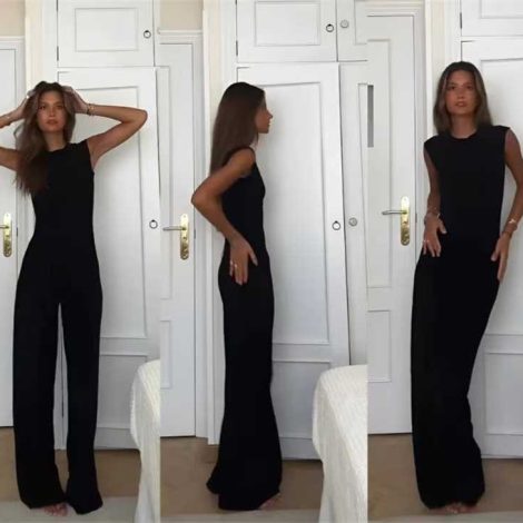New Design Solid Color Vest Casual Jumpsuit