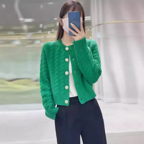 High Waist Thickened Round Neck Twist Soft Glutinous Knitted Cardigan Sweater