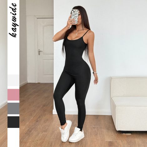 European And American Sports Yoga Style Sling Slim Trousers Jumpsuit