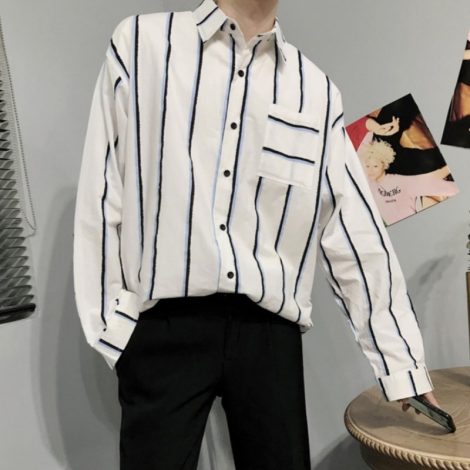 Men's Casual Fashion Loose Striped Shirt