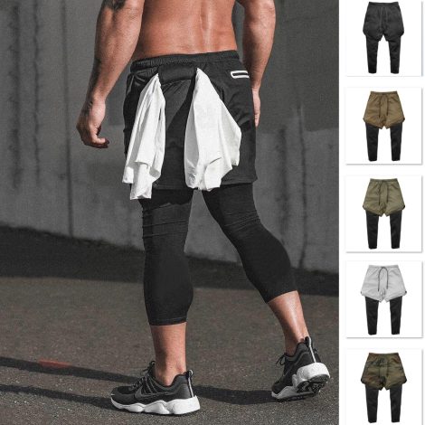 Running Sports Shorts Men Double-deck Quick Dry