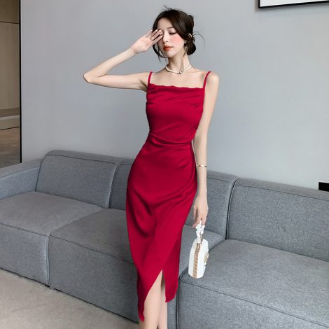 High-grade Acetate Satin Dress Women