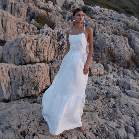 Backless Lace Up Long Skirt Waist-tight Dress