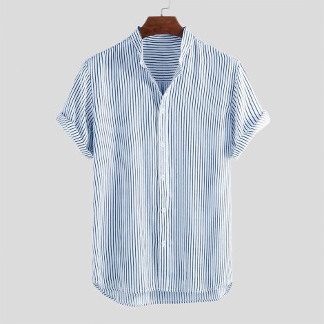 Short-sleeved Shirt Men's Stand-up Collar Slim Top