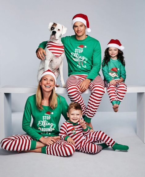 Christmas parent-child suit STOP Elfing AROUND printed home service
