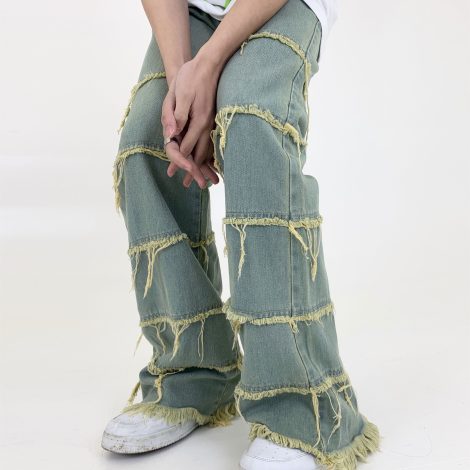 Casual And Comfortable Retro Washed Raw Jeans Men