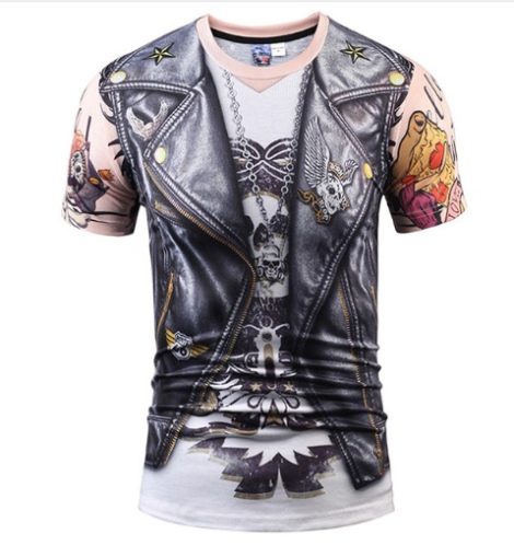 Fake Vest men short sleeve hip hop Fashion Man Slim Fit t-shirt Halloween cosplay