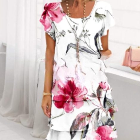 Short Sleeve Round Neck Dress