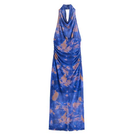 Fashion Simple Printing Silk Net Women's Dress