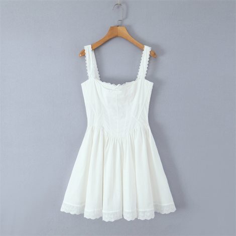 Sweet White Girdle Mini Sling Dress