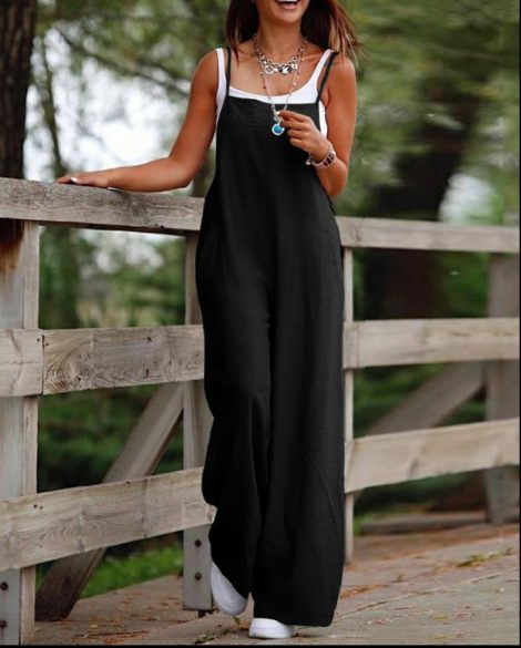 Women's Fashion Casual Pocket Camisole Jumpsuit