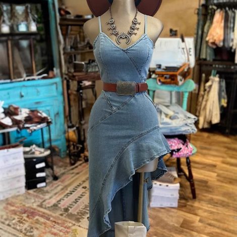 Women's Sling Denim Dress Single Side