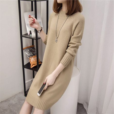 Loose Mid-length Women's Knitted Dress