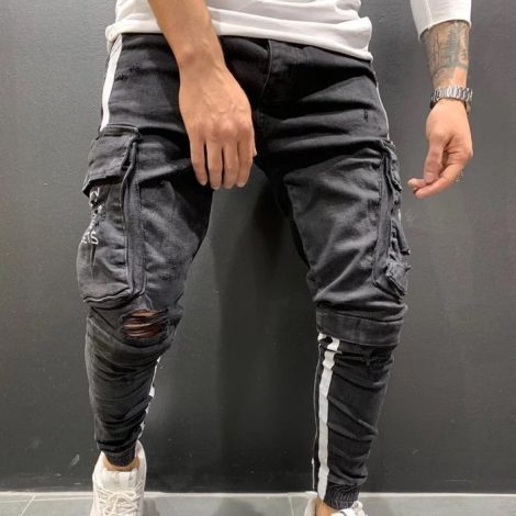 Men's Fashion And Leisure Trendy Knee-cut Zipper Trousers