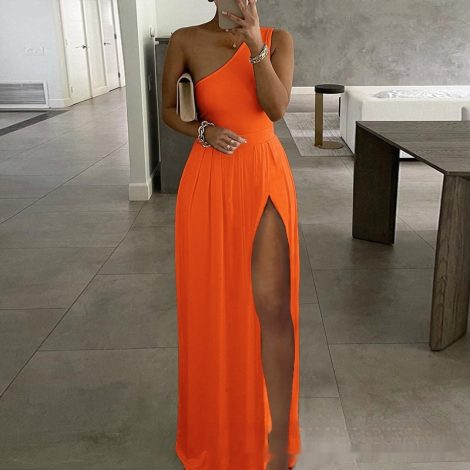 Women's Fashion Personality Solid Color Casual Dress