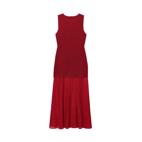 New Summer Knitted Stitching Long Sleeveless Dress