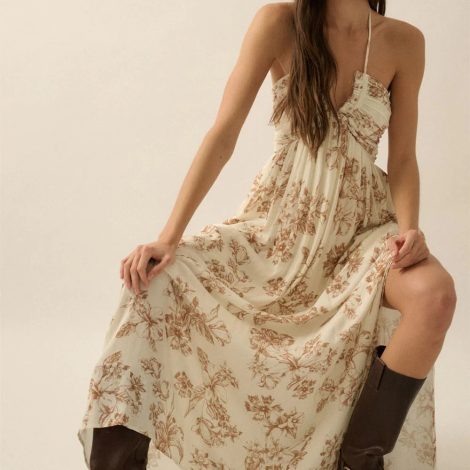 Women's Sling Tube Top Backless Chest-wrapped Digital Dress