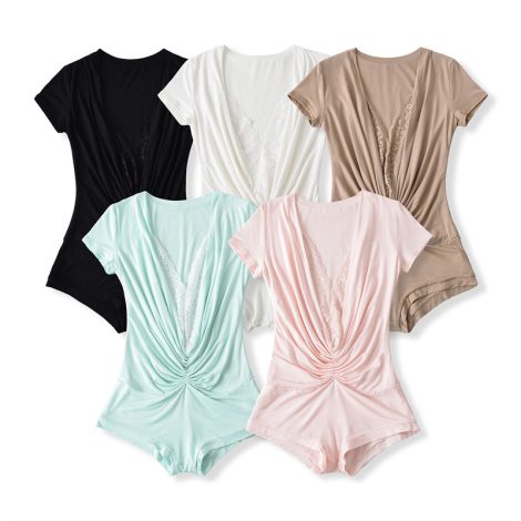 Pure Desire Style Lace Stitching Deep V Jumpsuit