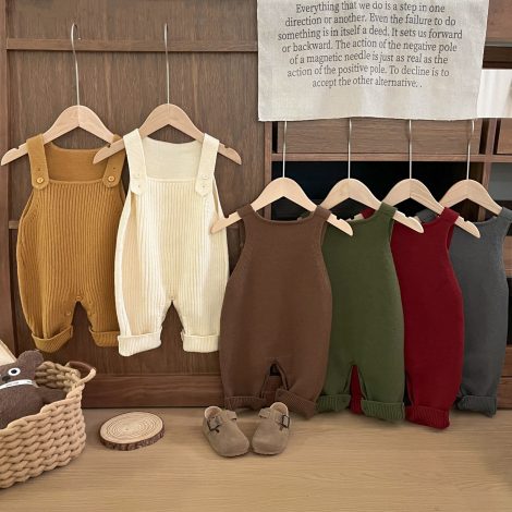Infant Knitted Suspender Spring And Autumn Jumpsuit