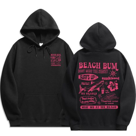 Printed Cuff Thread Hoodie Sweater Top