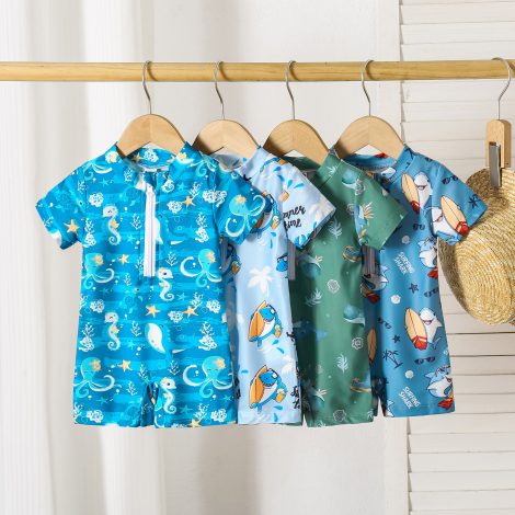 Thin Boys' Shark Print Swimsuit