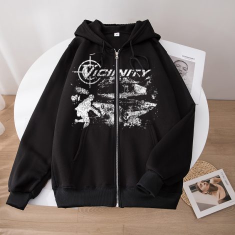 European And American Fashion Geo-neighbor Printed Zipper Sweater