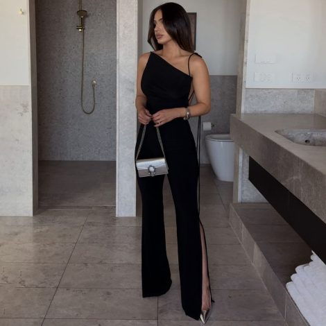 Female Fashionable With Side-slit Slim Fit Bodysuit